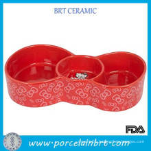Butterfly Shape Pet Printed Bowl with 2 Separation Grid